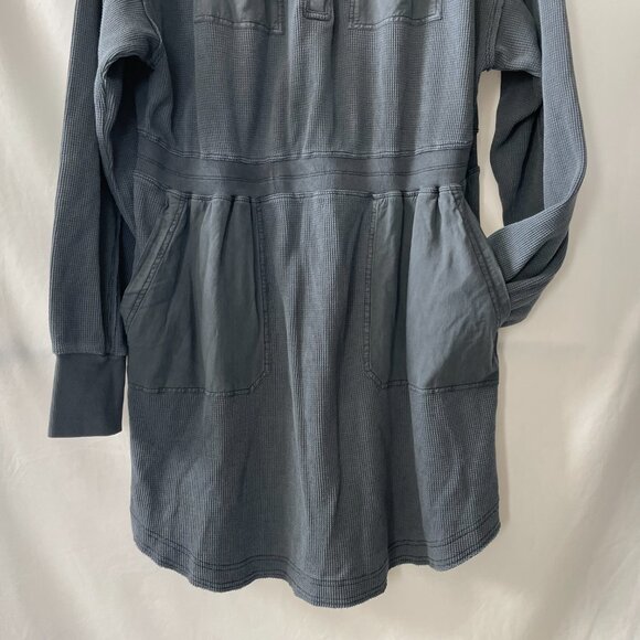 Anthropologie Daily Practice Womens Blue Waffle Knit Utility Mini Dress Size L - Picture 3 of 12